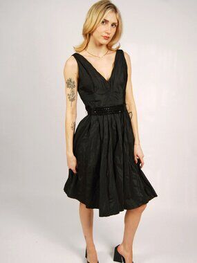 Y2K Carmen Marc Valvo Cocktail Dress (4) black vintage mini formal plunge club
